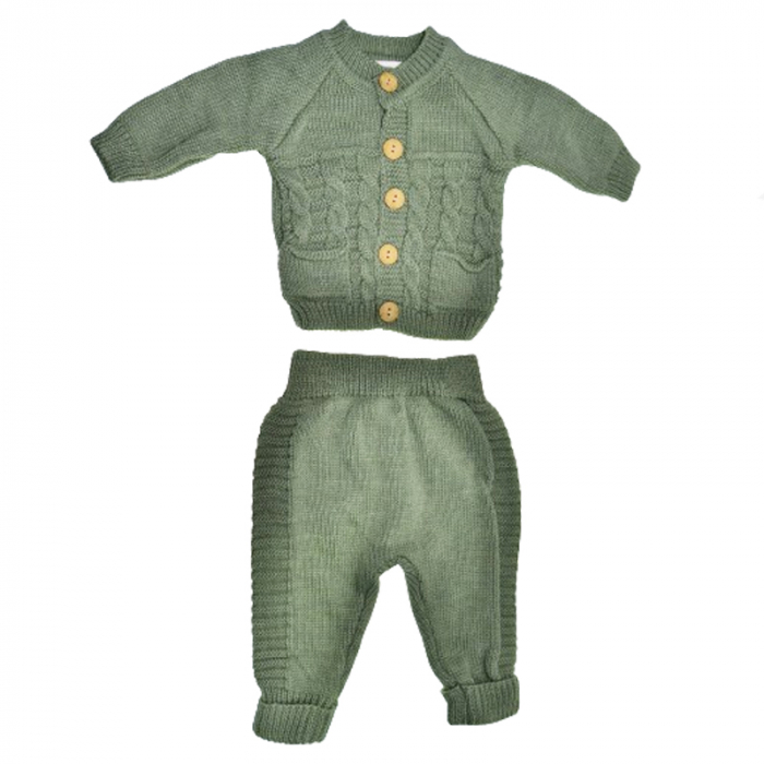 Compleu 2 piese pantaloni si cardigan pentru baieti Mini Junior COMP-MJ23, Verde [1]