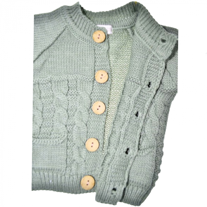Compleu 2 piese pantaloni si cardigan pentru baieti Mini Junior COMP-MJ23, Verde [3]