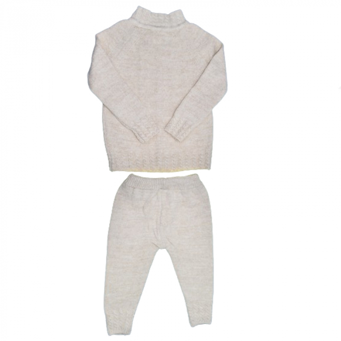 Compleu 2 piese pantaloni si cardigan pentru baieti Mini Junior COMP-MJ33, Crem [2]