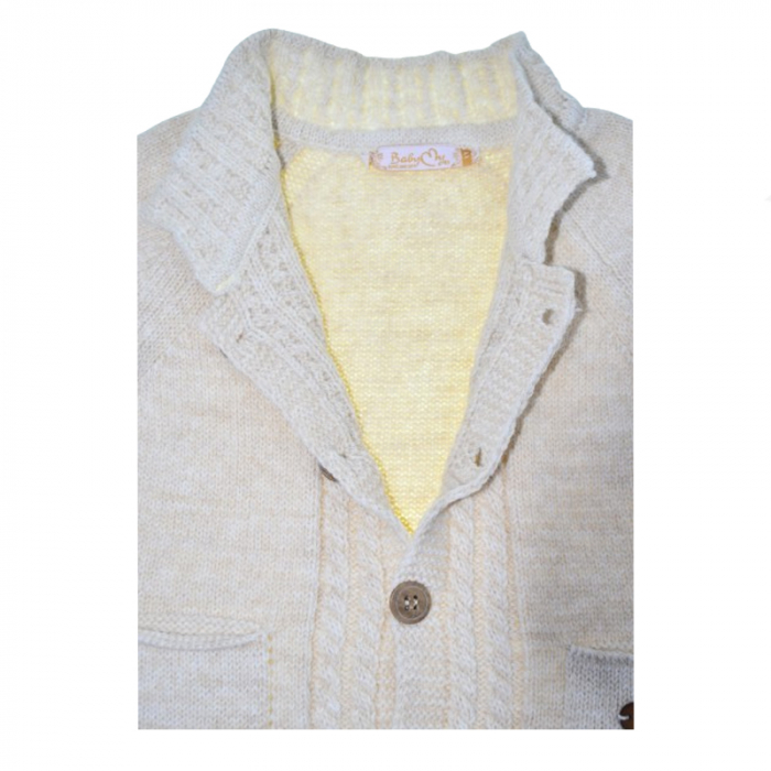 Compleu 2 piese pantaloni si cardigan pentru baieti Mini Junior COMP-MJ33, Crem [4]