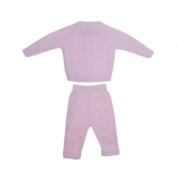 Compleu 2 piese pantaloni si cardigan pentru fete Mini Junior COMP-7806R, Roz [2]