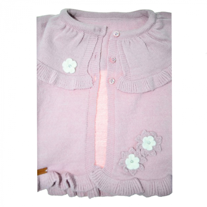 Compleu 2 piese pantaloni si cardigan pentru fete Mini Junior COMP-MJ1101, Roz [3]