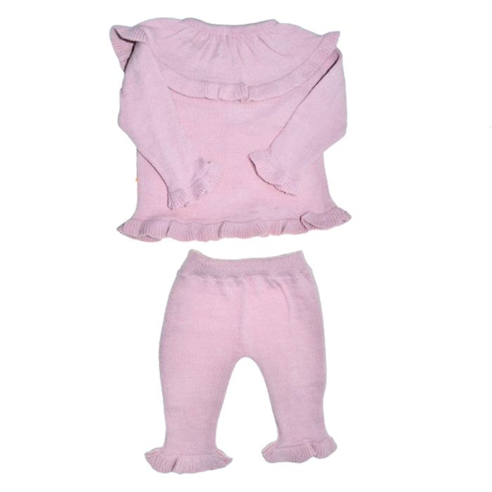 Compleu 2 piese pantaloni si cardigan pentru fete Mini Junior COMP-MJ1101, Roz [2]