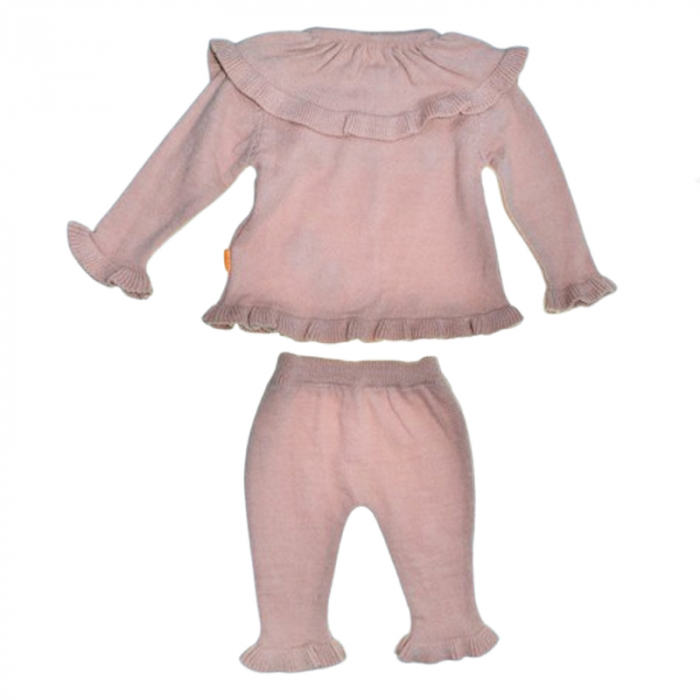 Compleu 2 piese pantaloni si cardigan pentru fete Mini Junior SETMJ-34, Roz [2]