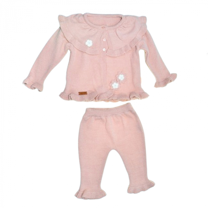 Compleu 2 piese pantaloni si cardigan pentru fete Mini Junior SETMJ-34, Roz [1]