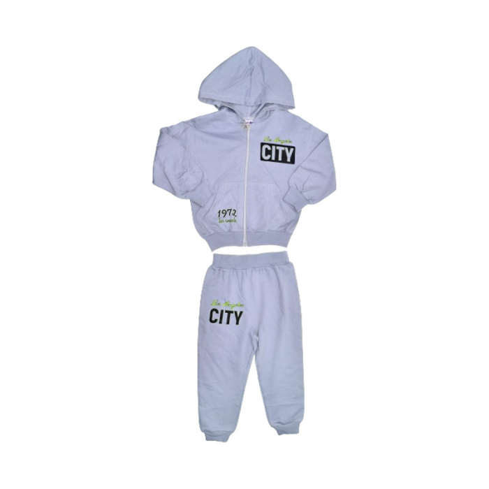 Compleu 2 piese pantaloni lungi si jacheta cu fermoar pentru baieti Mini Junior COMP-3640, Gri [1]
