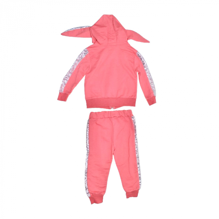 Compleu 2 piese pantaloni si jacheta cu fermoar pentru fete Mini Junior COMP-TRMJ1, Coral [2]
