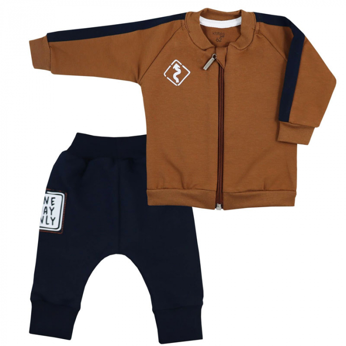 Compleu 2 piese hanorac si pantaloni lungi pentru baieti One Way Only Koala 08-963, Maro [2]