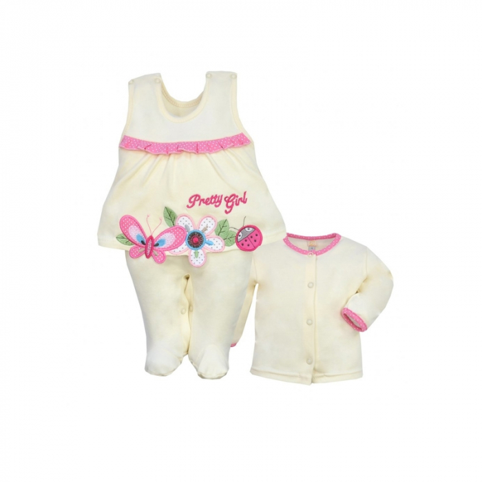Compleu 2 piese salopeta si bluza pentru fete Koala Rusalka 03-829C-80, Crem [1]
