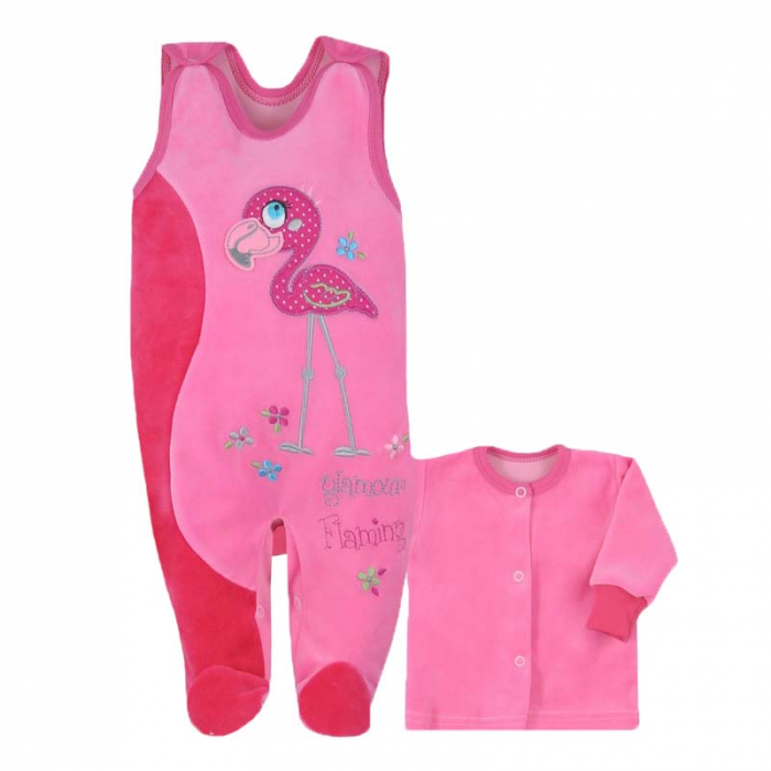 Compleu 2 piese salopeta si bluza copii Koala 2628-F-80-cm, Fucsia [1]