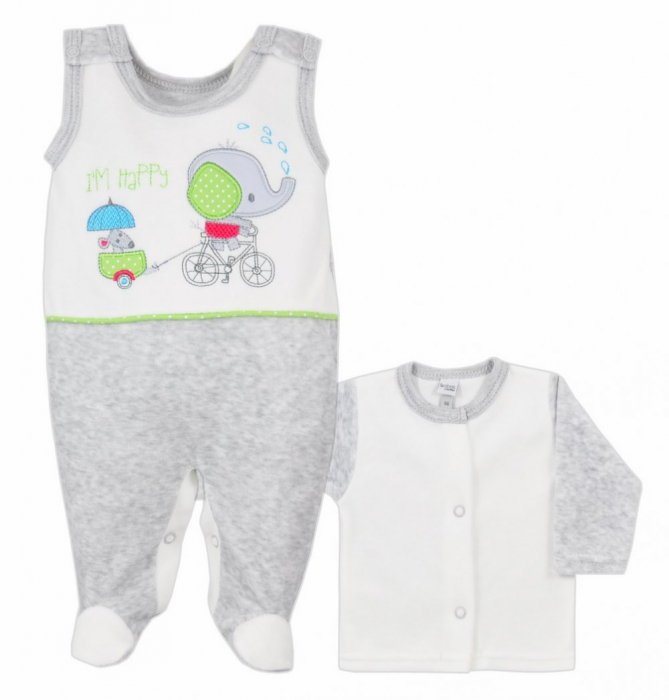 Compleu 2 piese salopeta si bluza pentru baieti Koala 3564-G-80, Gri [2]