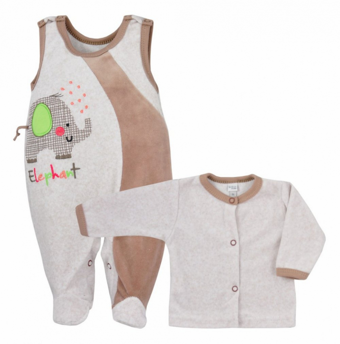 Compleu 2 piese salopeta si bluza pentru baieti Koala Dumbo 05-415MA-74-cm, Crem [2]