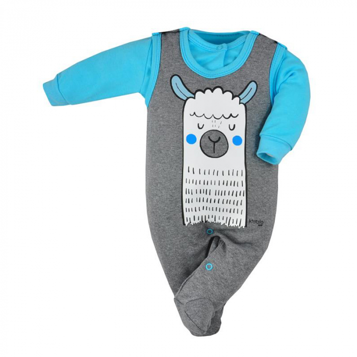 Compleu 2 piese salopeta si bluza pentru baieti Koala Lama 07-451-56-cm, Gri [2]