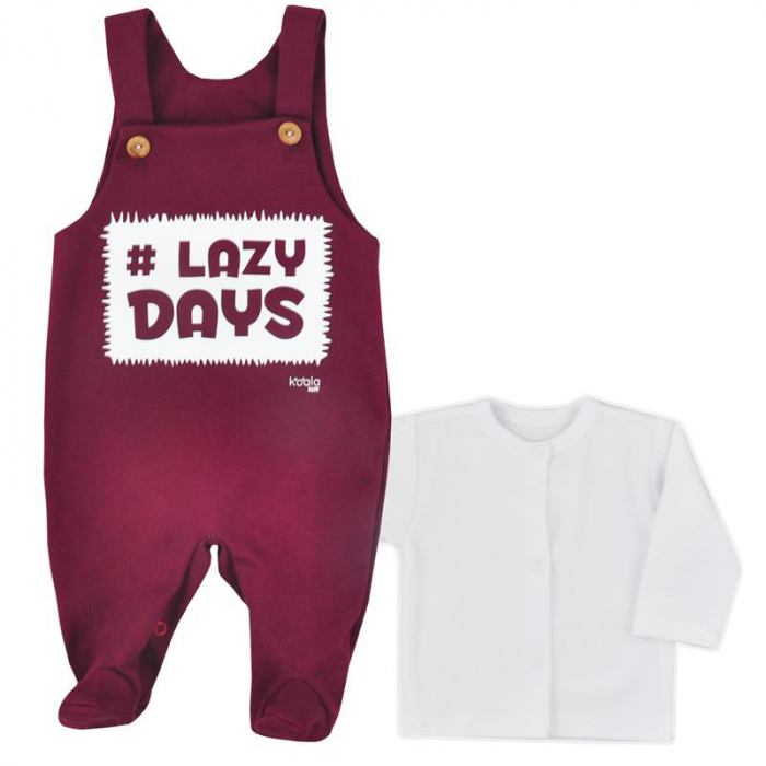 Compleu 2 piese salopeta si bluza pentru baieti Koala Lazy Days 07-384-56-cm, Visiniu [2]