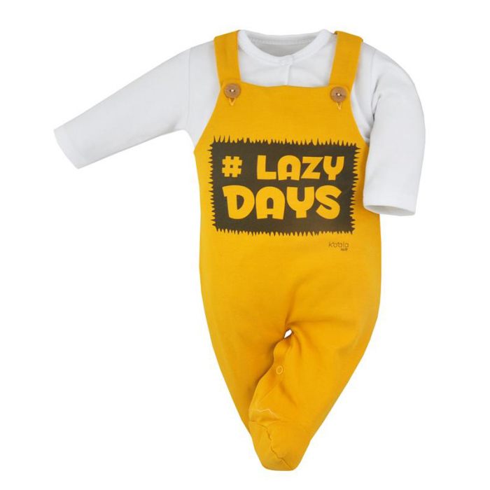 Compleu 2 piese salopeta si bluza pentru baieti Koala Lazy Days 07-384G-56-cm, Galben [2]
