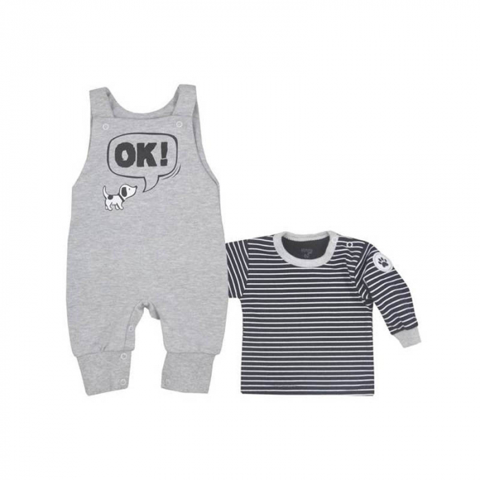 Compleu 2 piese salopeta si bluza pentru baieti Koala Piesek 08-804, Gri [1]
