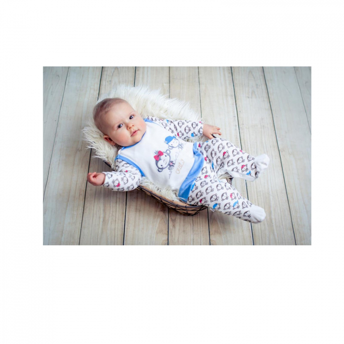 Compleu 2 piese salopeta si bluza pentru baieti Koala Malpki 05-381-56 cm, Alb [2]