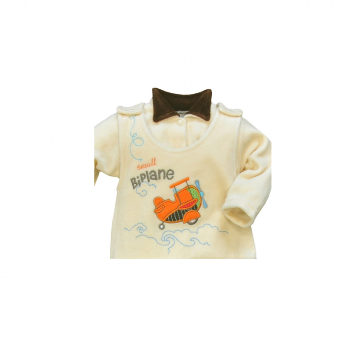 Compleu 2 piese salopeta si bluza pentru baieti Koala Milo 1874C-74-cm, Crem [3]