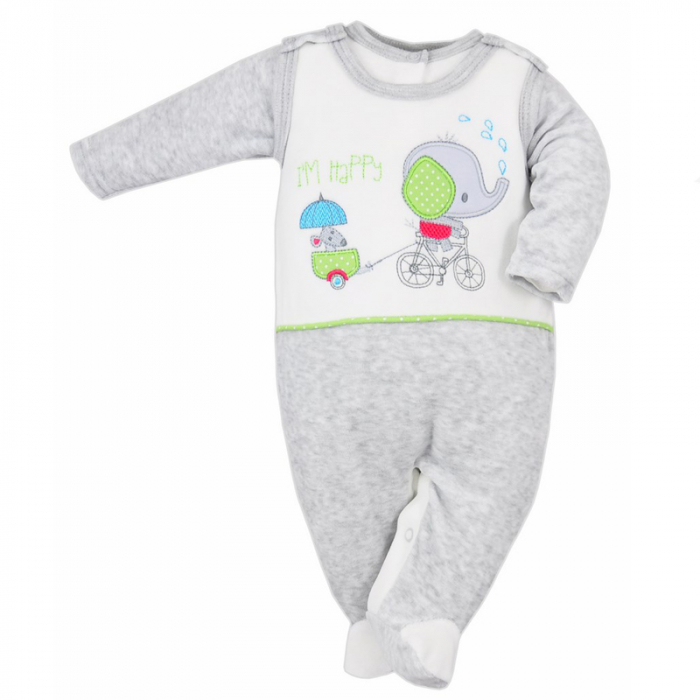 Compleu 2 piese salopeta si bluza pentru copii Koala Slon Na Rowerku 3556G-68-cm, Gri [2]