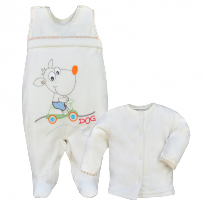 Compleu 2 piese salopeta si bluza pentru copii Koala Toffi 03-753C-74-cm, Crem [1]