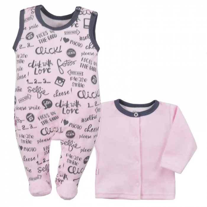 Compleu 2 piese salopeta si bluza pentru fete Koala Click 07-435RZ-68-cm, Roz [1]
