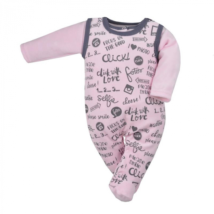 Compleu 2 piese salopeta si bluza pentru fete Koala Click 07-435RZ-68-cm, Roz [2]