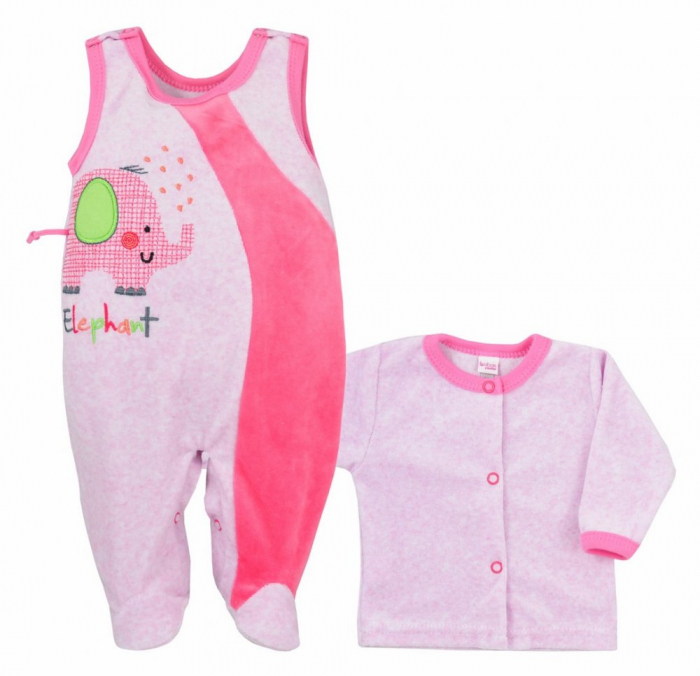 Compleu 2 piese salopeta si bluza pentru fete Koala Dumbo 05-415R-74-cm, Roz [2]