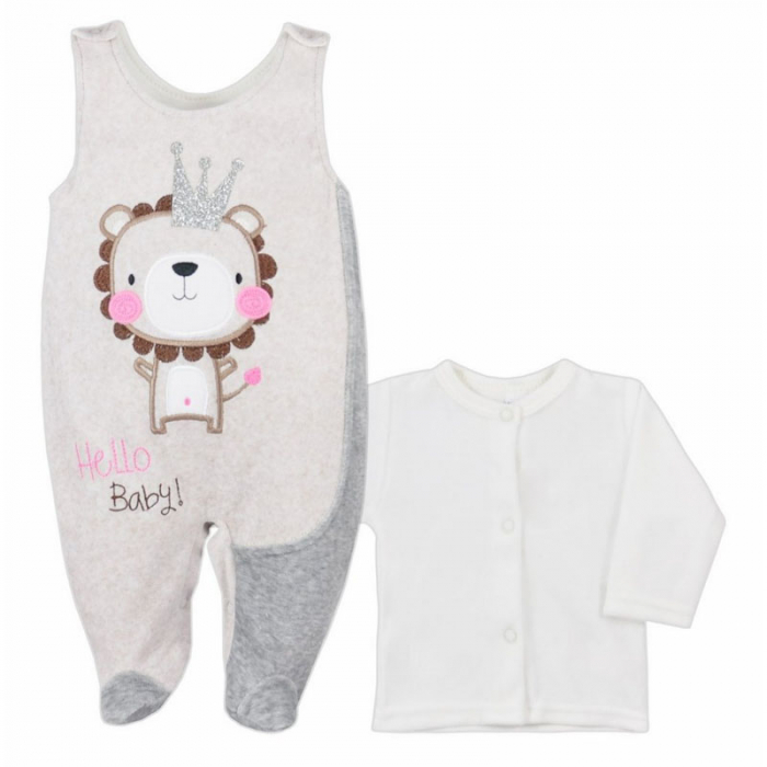 Compleu 2 piese salopeta si bluza pentru fete Koala Hello Baby 05-479, Bej [2]
