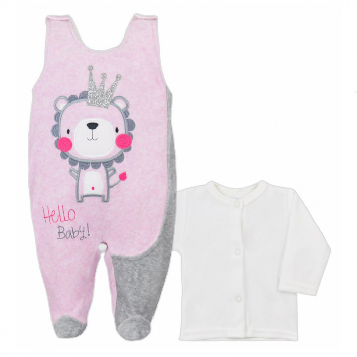 Compleu 2 piese salopeta si bluza pentru fete Koala Hello Baby 05-478RZ-74-cm, Roz [2]
