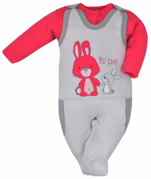 Compleu 2 piese salopeta si bluza pentru fete Koala Kroliczki 3028-R-74, Gri [2]