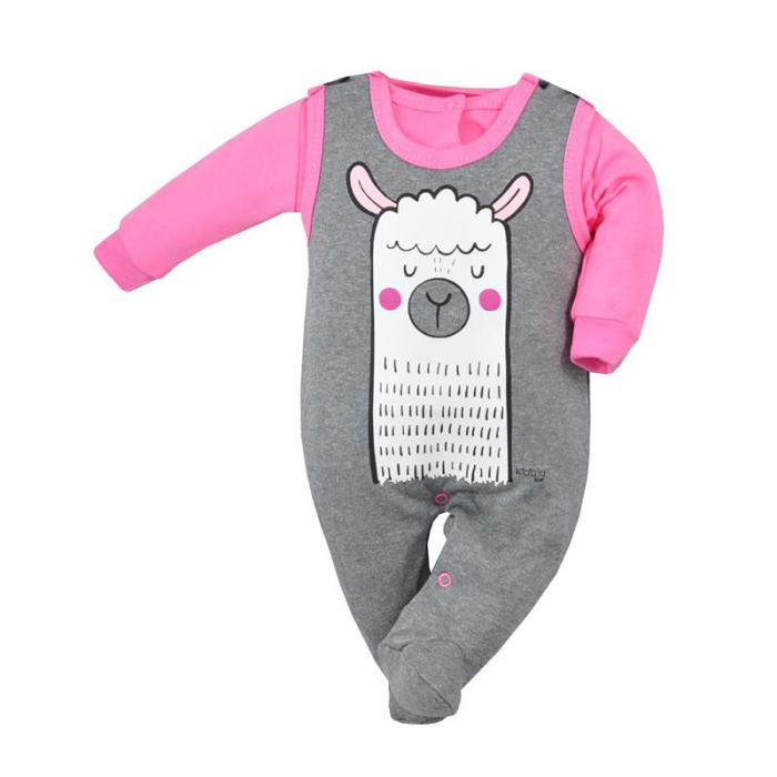 Compleu 2 piese salopeta si bluza pentru fete Koala Lama 07-451R-56-cm, Gri [2]