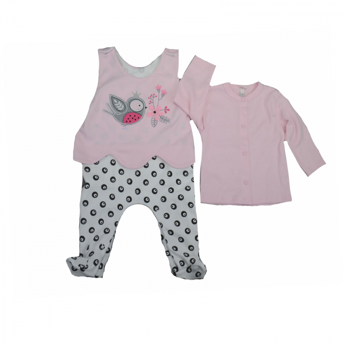 Compleu 2 piese salopeta si bluza pentru fete Koala Love Birds 06-101_68 cm, Multicolor [3]