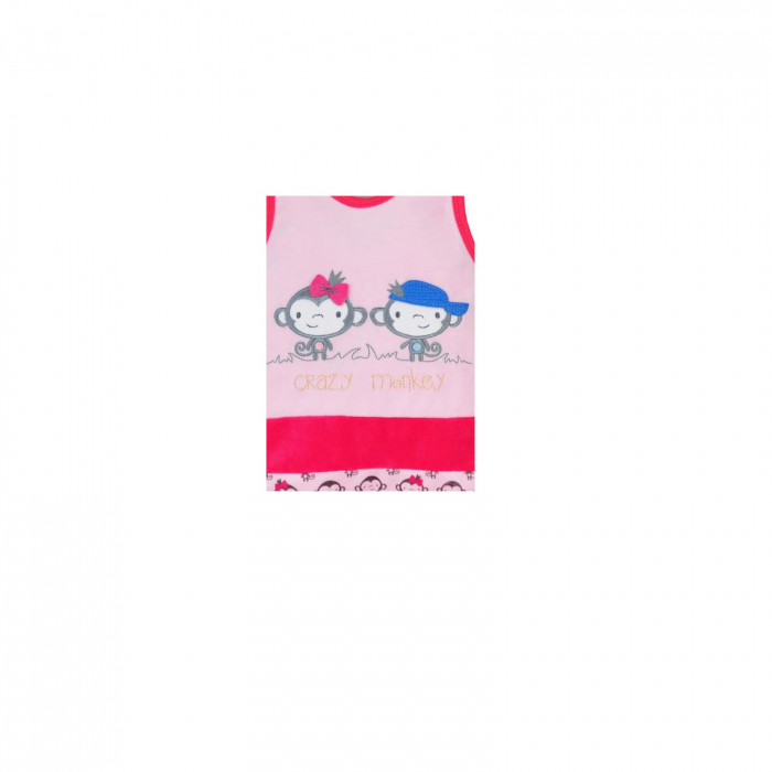 Compleu 2 piese salopeta si bluza pentru fete Koala Malpki 05-381R-56 cm-6872, Roz [2]
