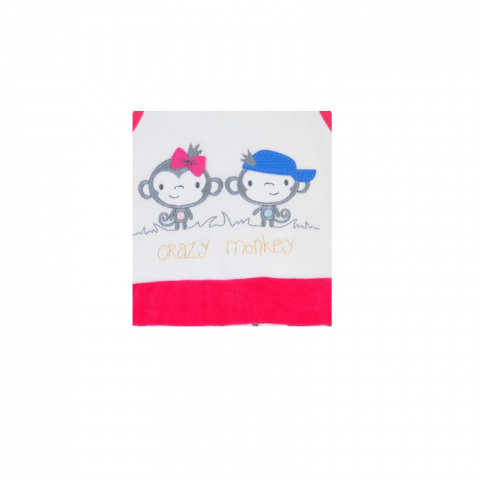 Compleu 2 piese salopeta si bluza pentru fete Koala Malpki 05-381AL-56 cm, Alb [2]