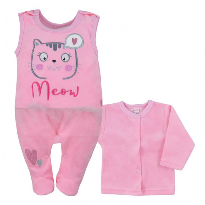 Compleu 2 piese salopeta si bluza pentru fete Koala Miau 07-434-62-cm, Roz [1]