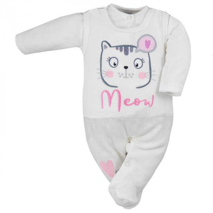 Compleu 2 piese salopeta si bluza pentru fete Koala Miau 07-434A-62-cm, Alb [2]