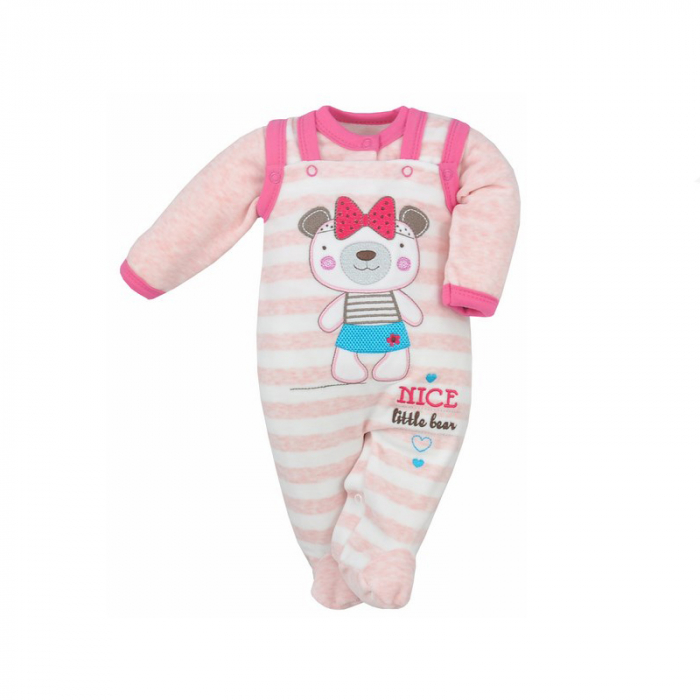 Compleu 2 piese salopeta si bluza pentru fete Koala Moj Przyjaciel 04-567-68-cm, Roz [2]