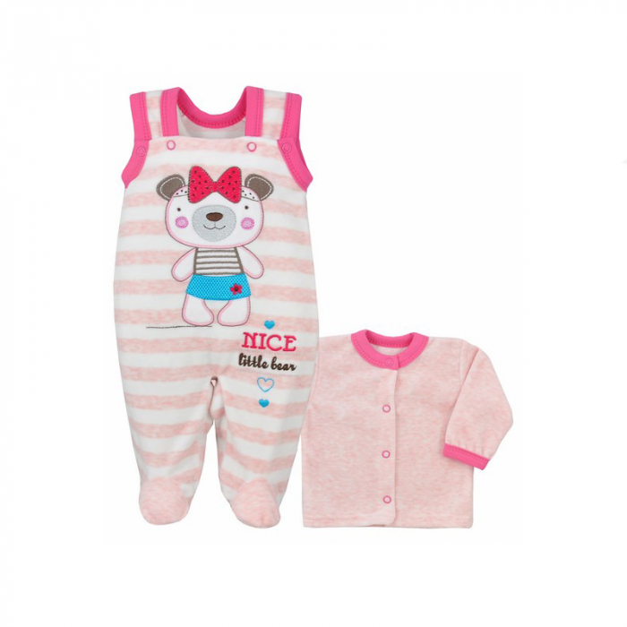 Compleu 2 piese salopeta si bluza pentru fete Koala Moj Przyjaciel 04-567-68-cm, Roz [1]