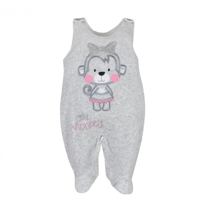Compleu 2 piese salopeta si bluza pentru fete Koala Monkey 07-511_62 cm, Gri [2]