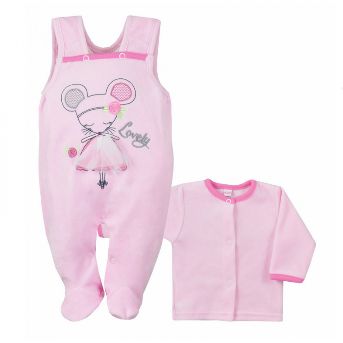 Compleu 2 piese salopeta si bluza pentru fete Koala Mysz I Pies 3714RZ-80-cm, Roz [1]
