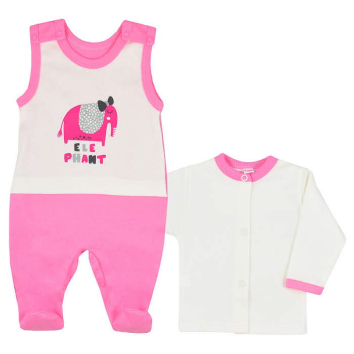Compleu 2 piese salopeta si bluza pentru fete Koala Play Time 3808F-56 cm, Fucsia [2]