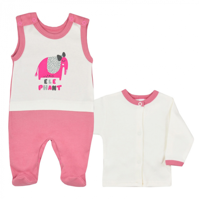Compleu 2 piese salopeta si bluza pentru fete Koala Play Time 3808RZ-56 cm, Roz [2]