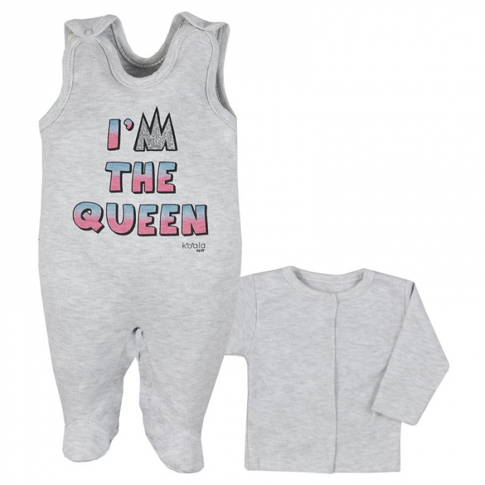Compleu 2 piese salopeta si bluza pentru fete Koala Queen 07-762G, Gri [2]