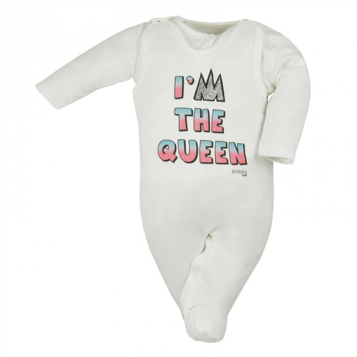 Compleu 2 piese salopeta si bluza pentru fete Koala Queen 07-769-56-cm, Alb [2]