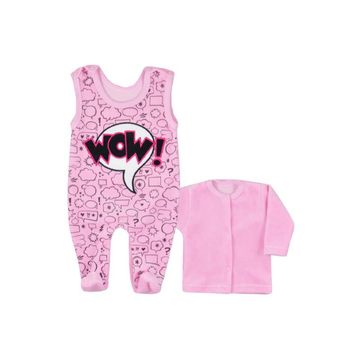 Compleu 2 piese salopeta si bluza pentru fete Koala Wow 07-411_56 cm, Roz [2]