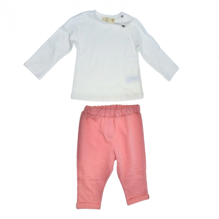 Compleu 3 piese pantaloni, bluza si cardigan pentru fete Mini Junior COMP-2305, Roz [3]