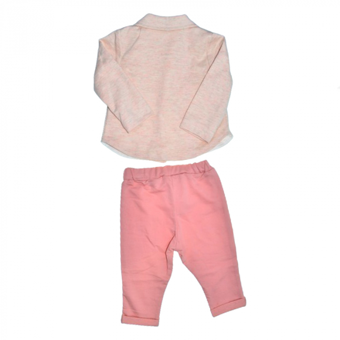 Compleu 3 piese pantaloni, bluza si cardigan pentru fete Mini Junior COMP-2305, Roz [2]