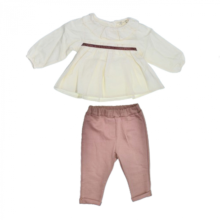 Compleu 3 piese pantaloni, bluza si cardigan pentru fete Mini Junior COMP-2308, Roz [3]