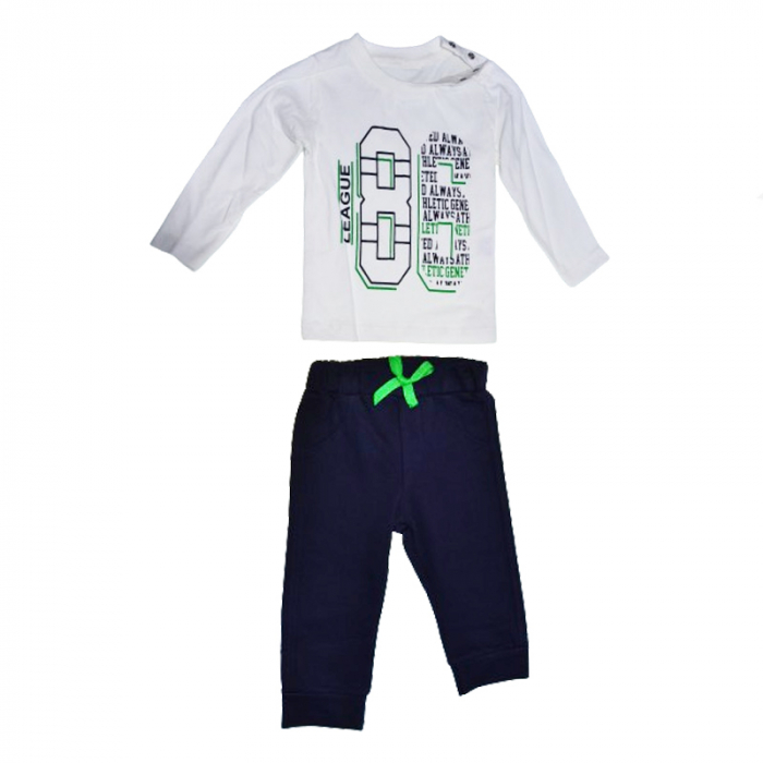 Compleu 3 piese pantaloni, bluza si jacheta cu fermoar pentru baieti Mini Junior COMP-6201, Bleumarin [3]