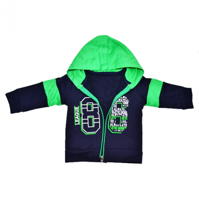 Compleu 3 piese pantaloni, bluza si jacheta cu fermoar pentru baieti Mini Junior COMP-6201, Bleumarin [4]